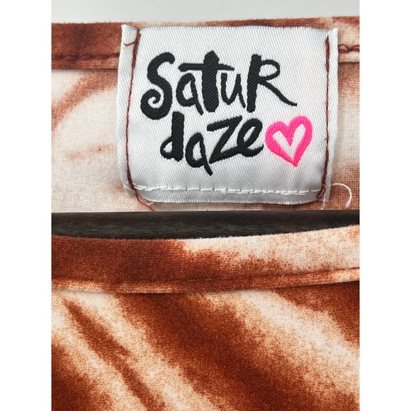 Saturdaze Pajama Set Naughty Tie Dye Rust Cream Pants and Cropped Top Sequins L - Picture 4 of 10